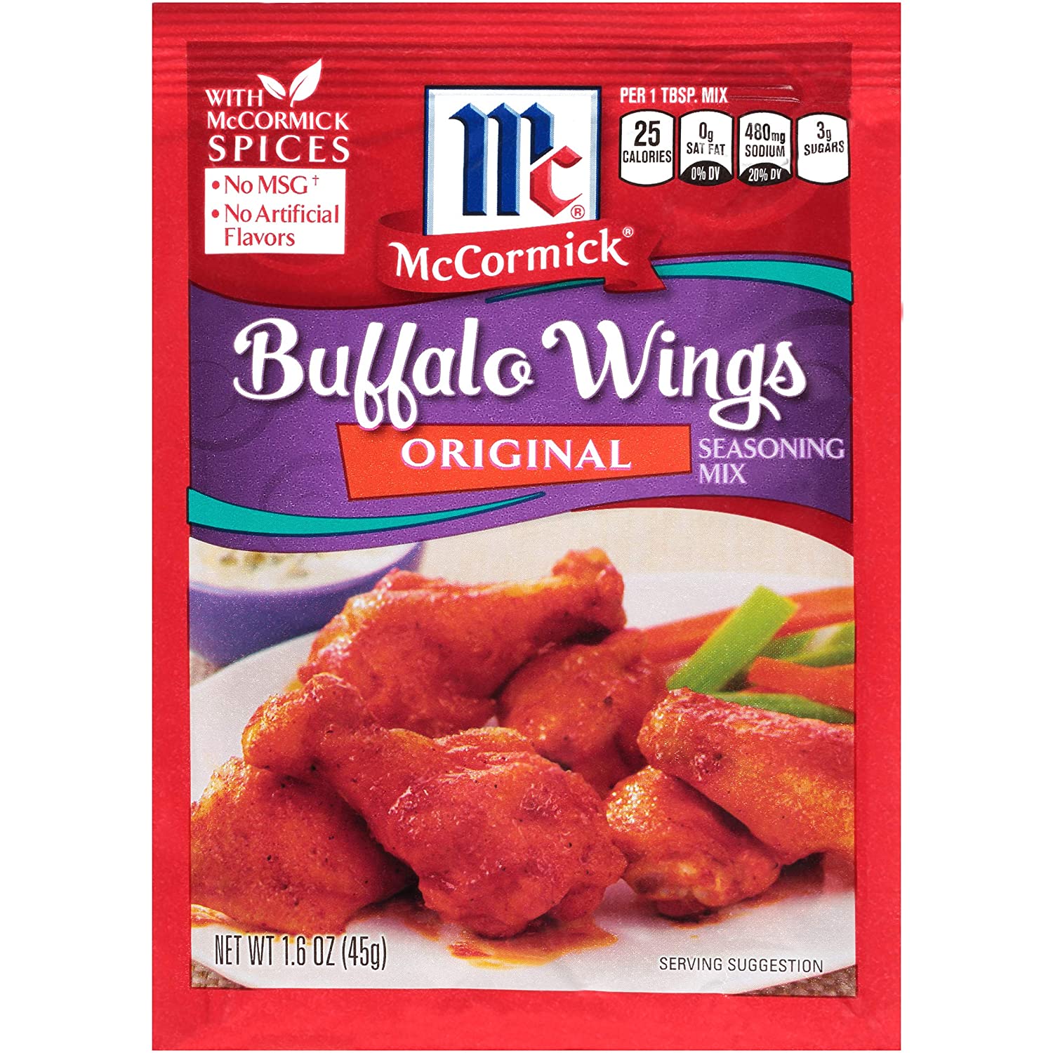 McCormick Original Buffalo Wing Seasoning Mix, 1.6 oz (Pack of 12)